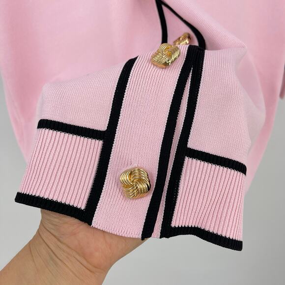 Lovers and Friends | NWT Natalie Sweater Dress in Pink Knit Contrast Piping M - Picture 9 of 15